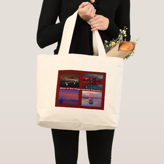 Skies of San Diego en San Francisco Grote Tote Bag (Voorkant (product))