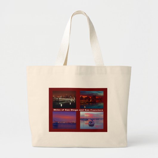 Skies of San Diego en San Francisco Grote Tote Bag (Voorkant)