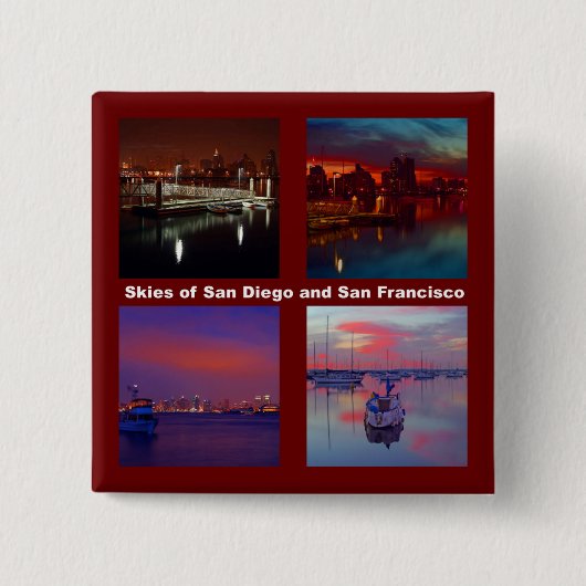 Skies of San Diego en San Francisco Vierkante Button 5,1 Cm (Voorkant)