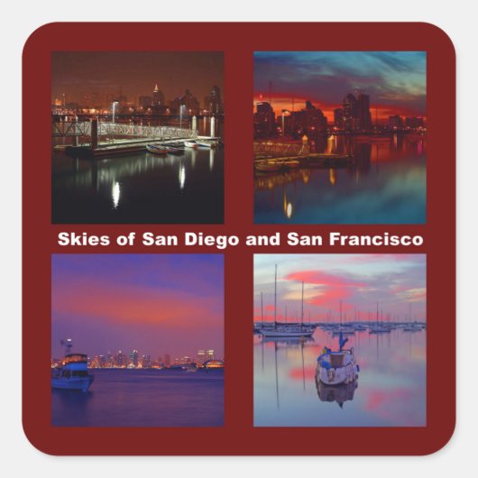 Skies of San Diego en San Francisco Vierkante Sticker (Voorkant)