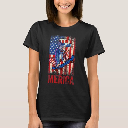 Skies oom Sam 4 juli jongens Kinder Amerikaans F T-shirt (Voorkant)