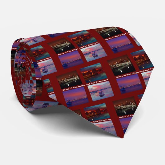 Skies van San Diego en San Francisco Single Side Stropdas (Opgerold)