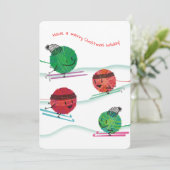 Skigaren breinaalden haak kerstkaart (Staand voorkant)