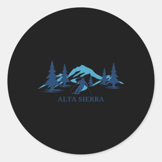 Skigebied Alta Sierra California Ronde Sticker (Voorkant)