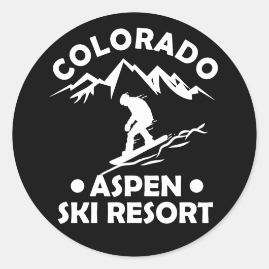 Skigebied Aspen Colorado Ronde Sticker (Voorkant)