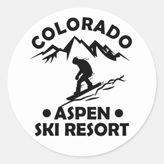 Skigebied Aspen Colorado Ronde Sticker (Voorkant)