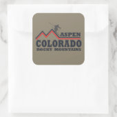 Skigebied Aspen Colorado Vierkante Sticker (Tas)