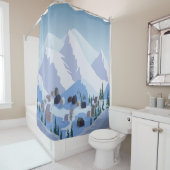 Skigebied:  berglandschap douchegordijn (In situ)