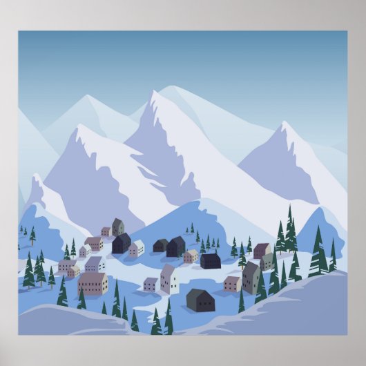 Skigebied: berglandschap poster (Voorkant)