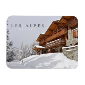 Skigebied chalet in Alpen, Frankrijk Magneet (Horizontaal)