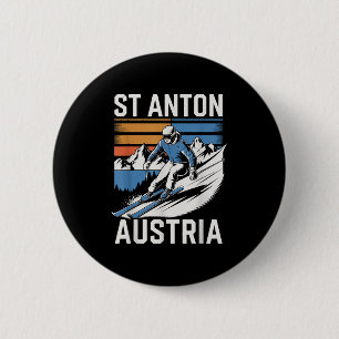 Skigebied Retro St Anton Oostenrijk, leuke alpines Ronde Button 5,7 Cm