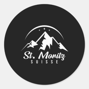 Skigebied St. Moritz Zwitserland Skigebied Snowboa Ronde Sticker