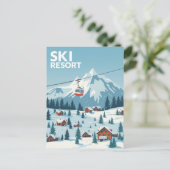  skigebied Travel Poster - Snowy Mountain Briefkaart (Staand voorkant)