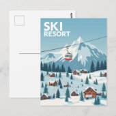  skigebied Travel Poster - Snowy Mountain Briefkaart (Voorkant / Achterkant)
