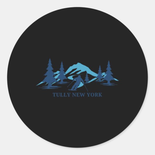 Skigebied Tully New York Ronde Sticker (Voorkant)