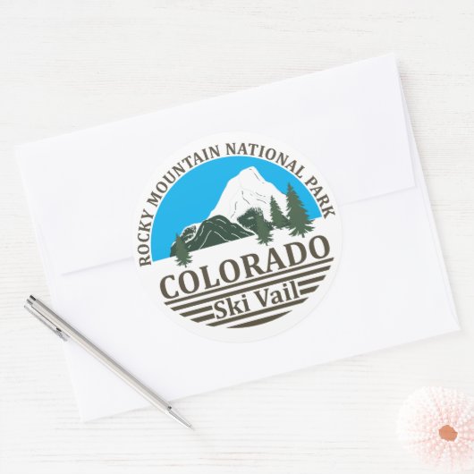 Skigebied Vail Colorado Ronde Sticker (Envelop)