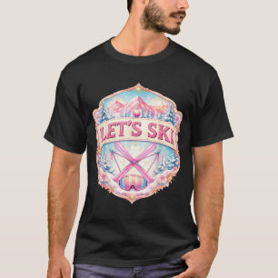 Skigebied vrouw skiër skien meisje winter t-shirt