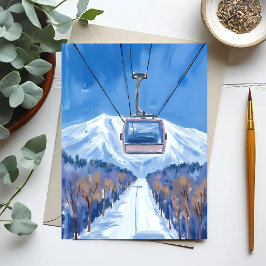 Skigondel Sneeuwberg Aquarel Briefkaart