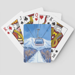 Skigondel Sneeuwberg Aquarel Pokerkaarten