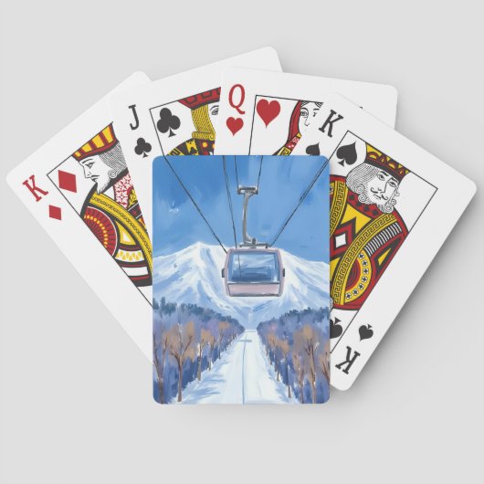 Skigondel Sneeuwberg Aquarel Pokerkaarten (Achterkant)