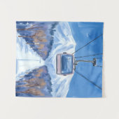 Skigondel Sneeuwberg Aquarel Wandkleed (Voorkant (horizontaal))