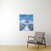 Skigondel Sneeuwberg Aquarel Wandkleed (In situ)