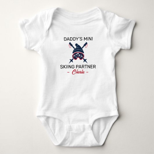 Skiier Baby Shower Papa's Mini Ski Partner Ski Romper (Voorkant)