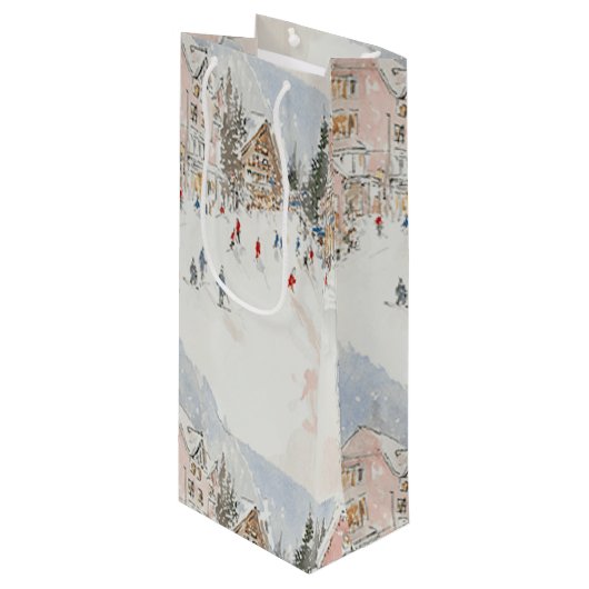 skiiers 2 wijn cadeautas (Voorkant Gekanteld)