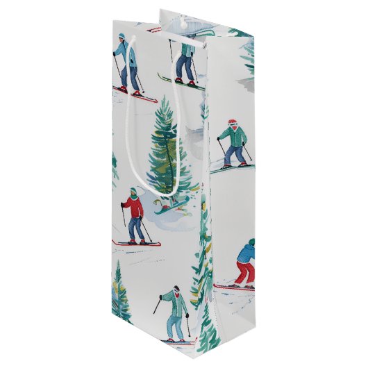 skiiers 3 wijn cadeautas (Voorkant Gekanteld)