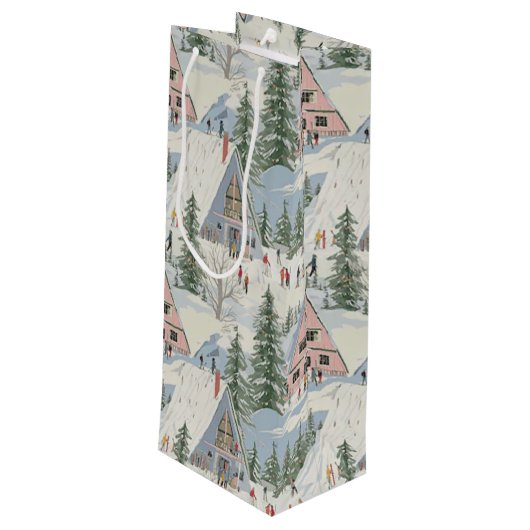 skiiers 4 wijn cadeautas (Achterkant Gekanteld)