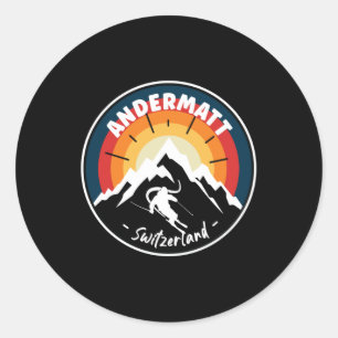 Skiing Andermatt Zwitserland  Ronde Sticker
