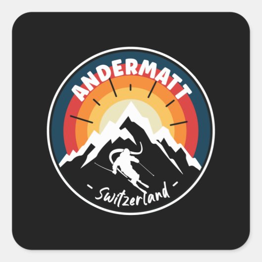 Skiing Andermatt Zwitserland  Vierkante Sticker (Voorkant)