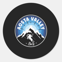 Skiing Aosta Valley Italy Blue Ronde Sticker