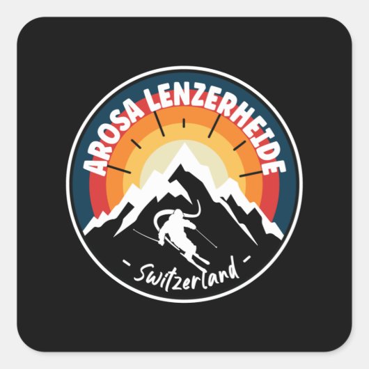 Skiing Arosa Lenzerheide Zwitserland  Vierkante Sticker (Voorkant)