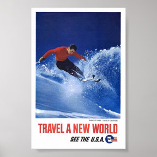 Skiing Aspen Colorado Travel Poster Art