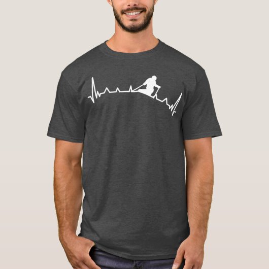 Skiing Backcountry Skier Heartbeat Ski Telemark T-shirt (Voorkant)