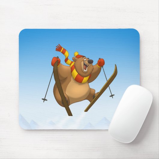 Skiing Beer Mousepad Muismat (Met muis)