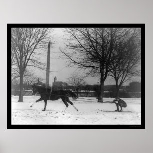 Skiing Behind Horse Washington, DC 1919 Poster