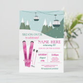 Skiing Birthday Girls Slopes Ski Snowboard Snow Kaart (Staand voorkant)