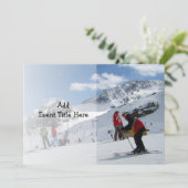 Skiing Birthday Party of Vacation kind Kaart (Staand voorkant)