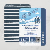Skiing Birthday Party Slopes Ski Snowboard Ticket Kaart (Voorkant / Achterkant)