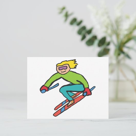 Skiing Briefkaart (Staand voorkant)