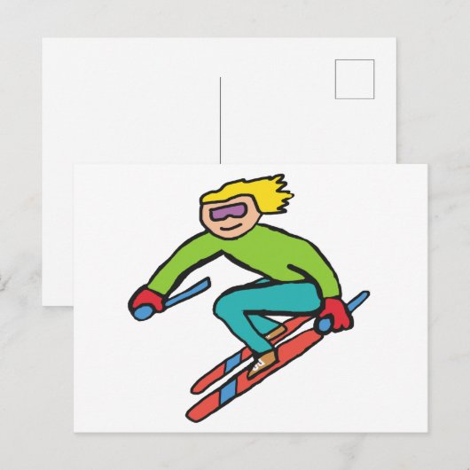 Skiing Briefkaart (Voorkant / Achterkant)