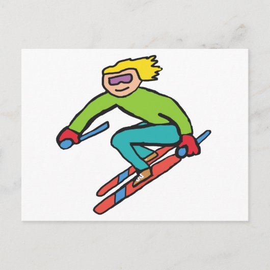 Skiing Briefkaart (Voorkant)