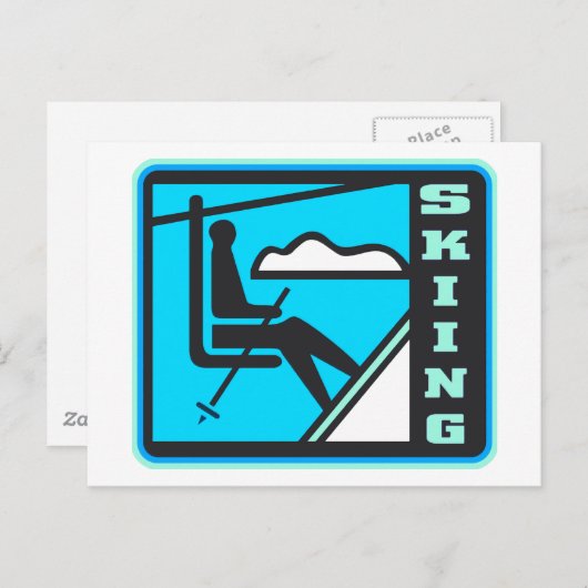 Skiing Briefkaart (Voorkant / Achterkant)