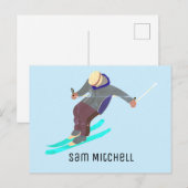 Skiing Briefkaart (Voorkant / Achterkant)