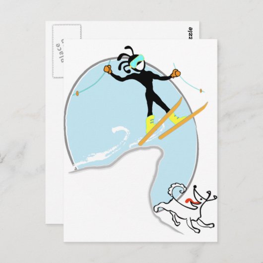 Skiing Briefkaart (Voorkant / Achterkant)