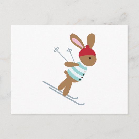 Skiing Bunny Briefkaart (Voorkant)