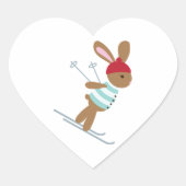Skiing Bunny Hart Sticker (Voorkant)