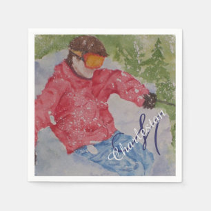 Skiing Chalet Party Servet